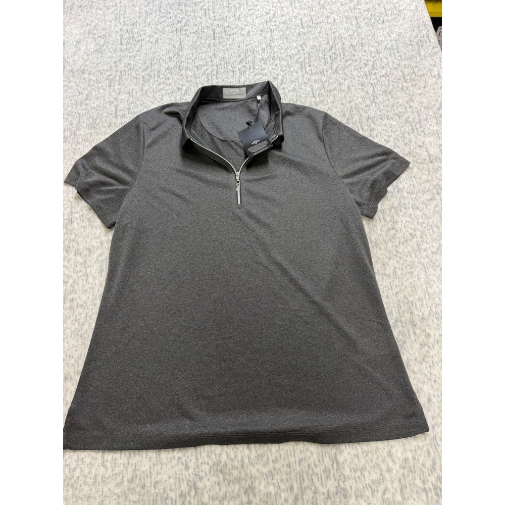 Callaway Womens Opti-Dri Quarter Zip Golf Polo Shirt Heather Grey Large NWT